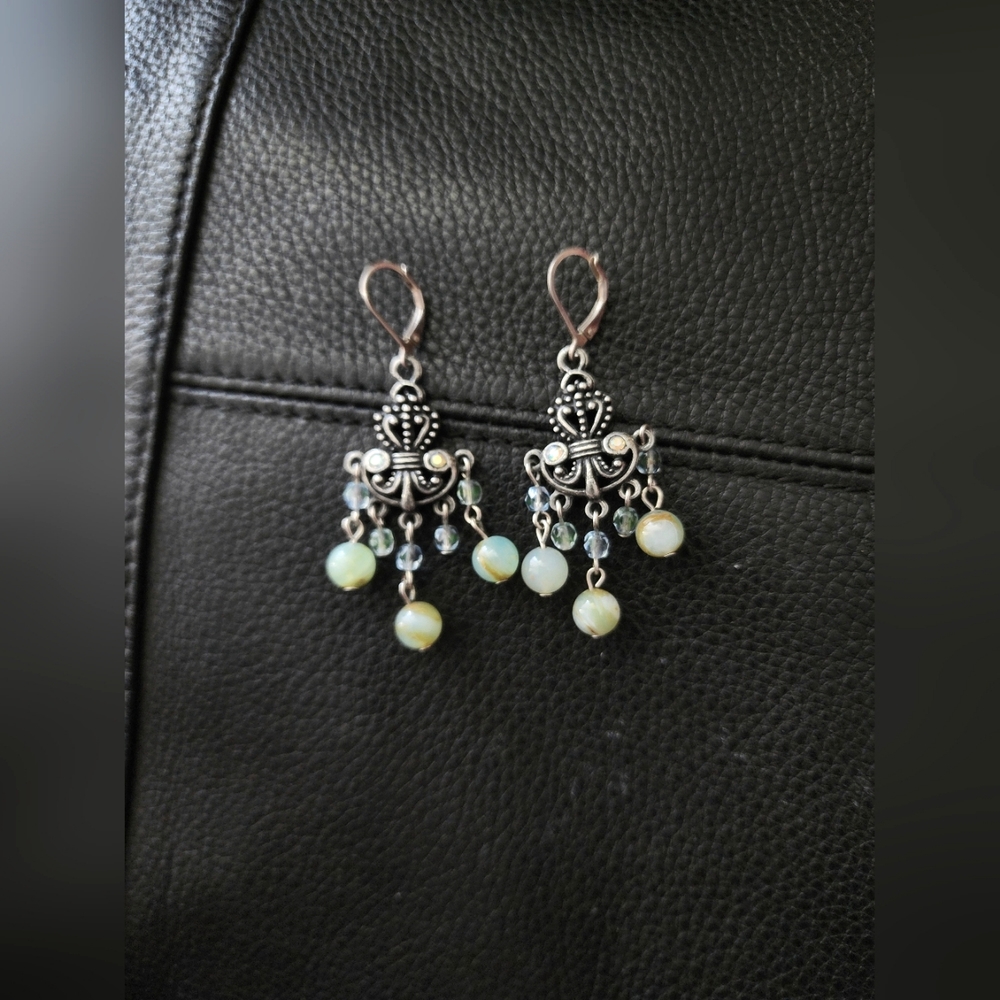 Sterling silver drop chandelier earrings